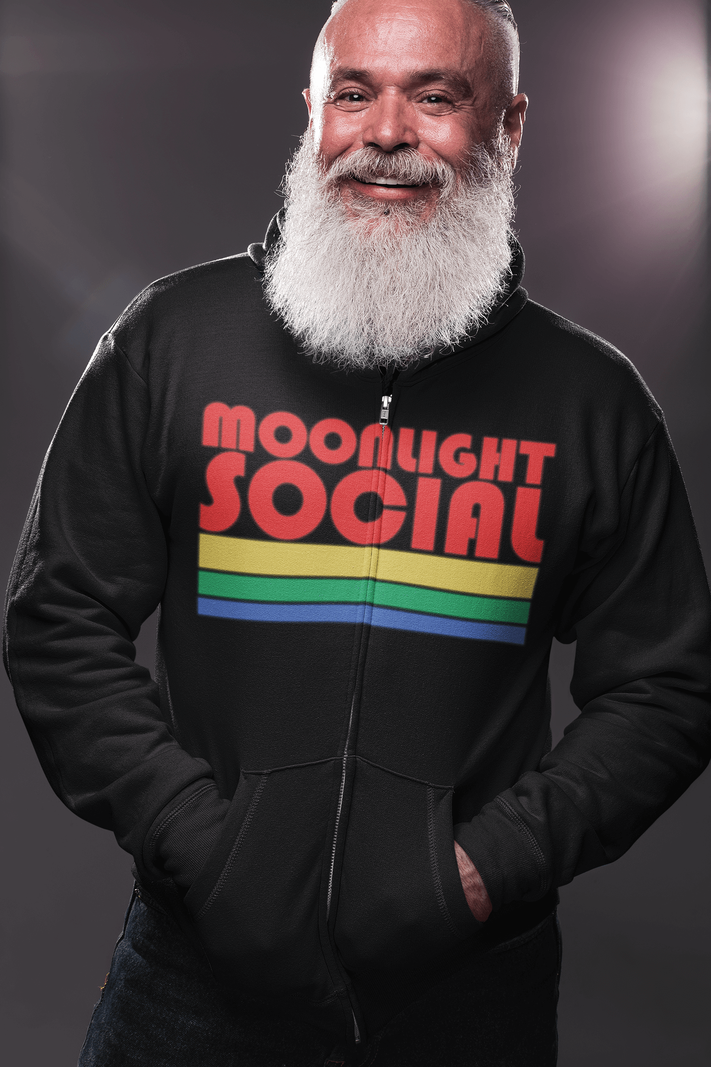Moonlight Social Retro Zipper Hoodie